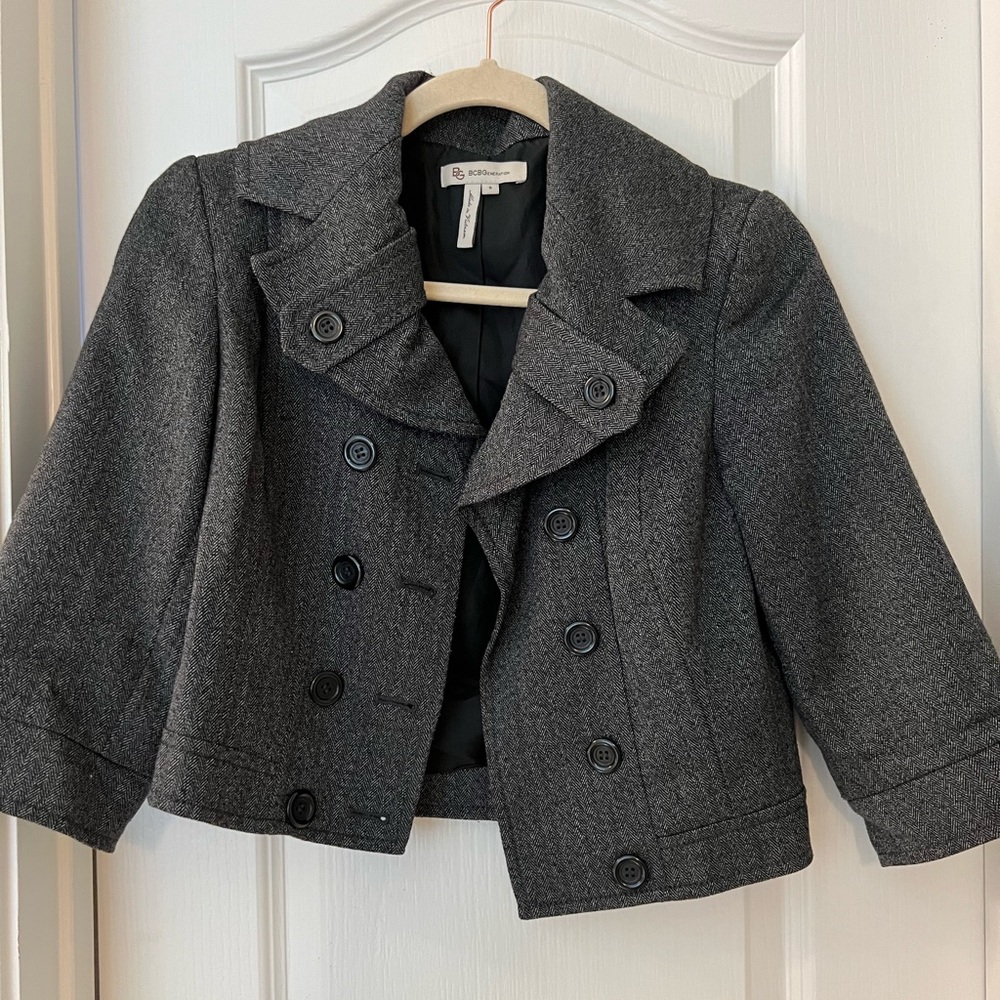 BCBG gray blue blazer jacket